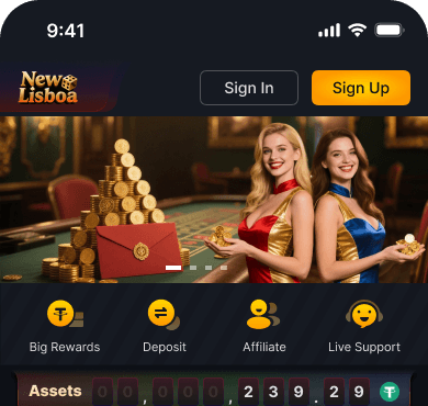 Platform lobby with sign-in and live balance