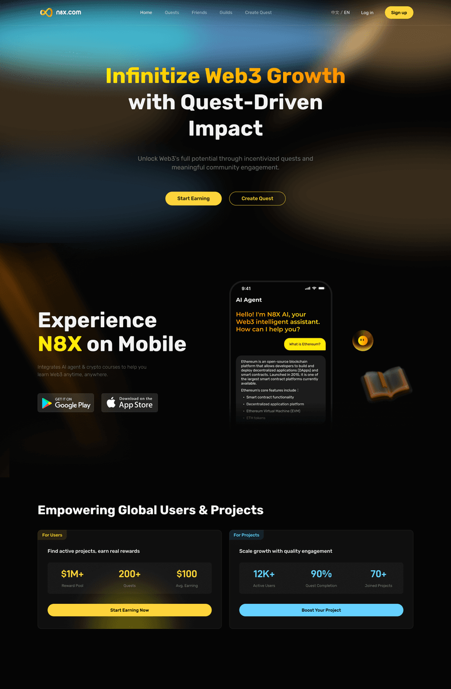 Landing page hero with AI agent preview